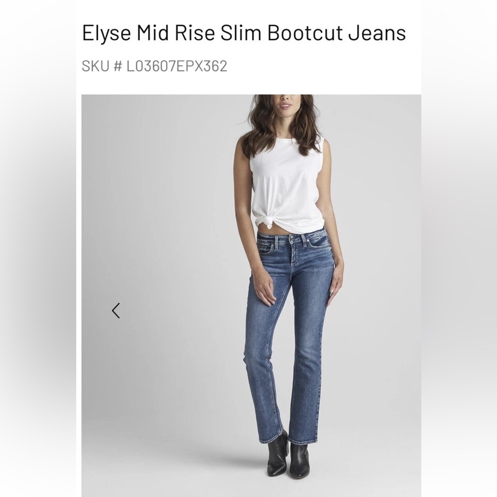 SILVER JEANS Elyse Slim Boot Cut Womens 28x31 Blue Mid Rise Denim